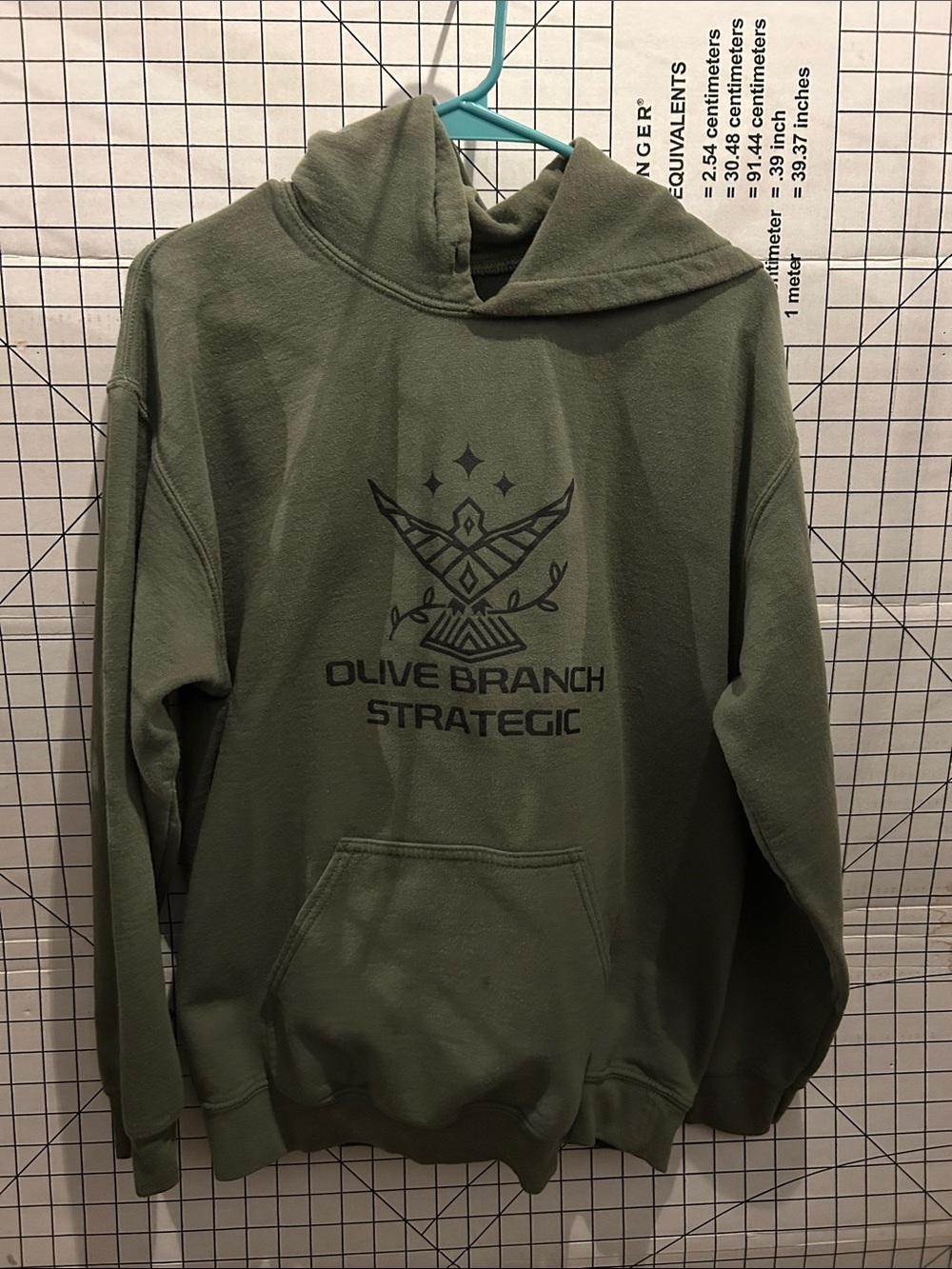 Olive Green Hooded Sweatshirt -